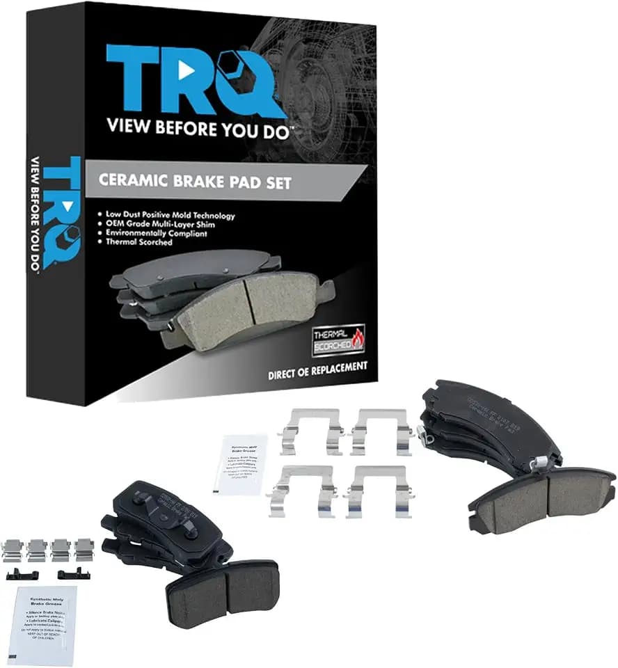 TRQ Front and Rear Brake Pad Set Ceramic Hardware