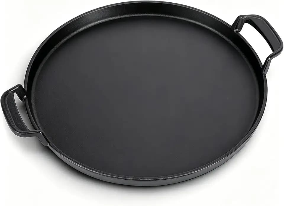 GFTIME Gusseisen Grillpfanne 30,9cm für Weber Gourmet BBQ System 7421 und 57cm Kugelgrill, Runde Grillplatte mit Griffen, Ersatz für Weber 7421, für Fisch, Gemüse und Pfannengerichte