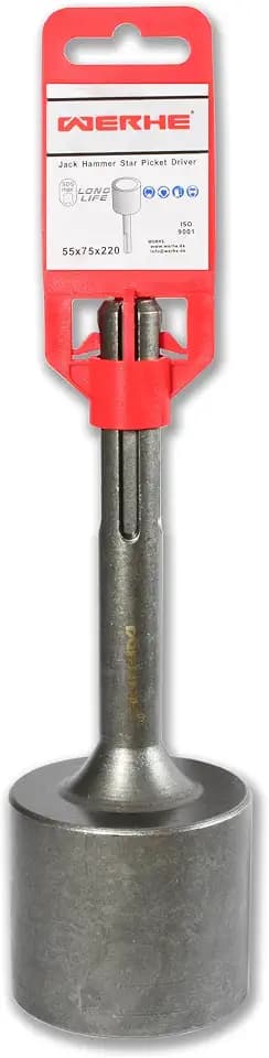 WERHE Pfostenramme SDS Max 50 mm für Star Pickets und Zaunpfosten, Silber