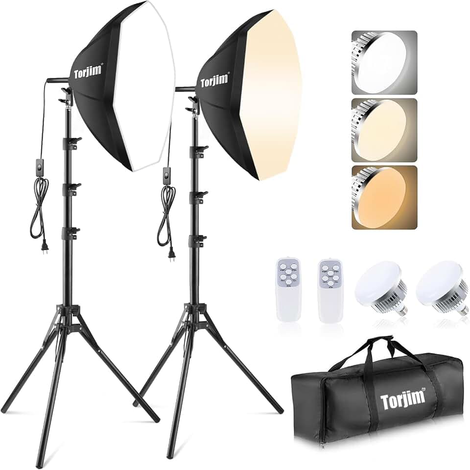 Torjim Softbox Photography Lighting Kit | 20" X 20" & 85W LED Studio Lights