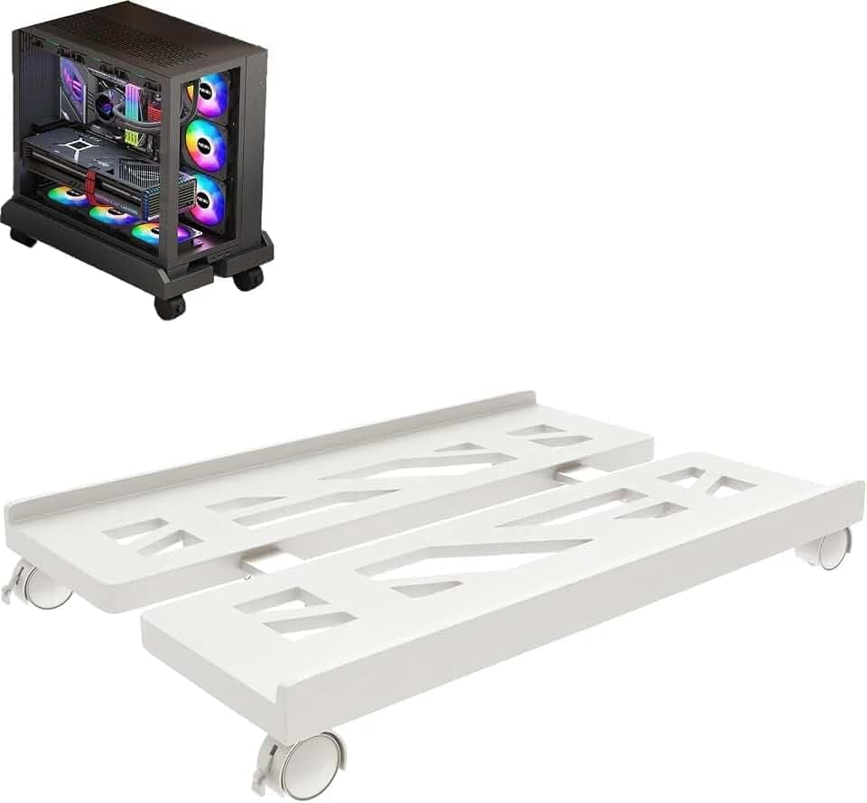 pc ständer,Mobilen CPU-Ständer, Universellen mit Vier Rädern, mit feststellbaren Lenkrollen, Computer-zubehör, Computer, Komponenten & zubehör, für Zuhause, Büro Gamer (Weiß)