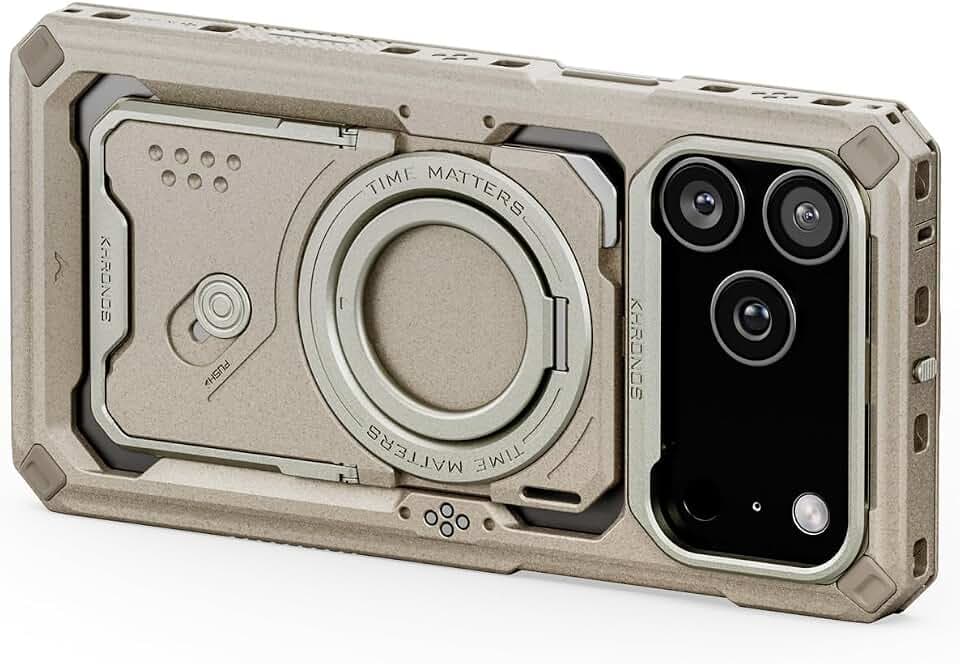 Tilta Khronos Case Compatible with iPhone 17 Pro Max - Beige | Snap in Design | Locking Clamp for Secure Mounting | Passthrough Power | Works with Focus Handles, Cooling Modules, Filters