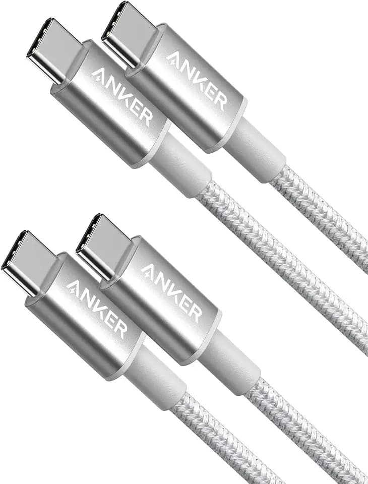 Anker USB C to USB C Cable, 60W Fast Charging Cable(2-Pack, 3.3 ft, Silver)