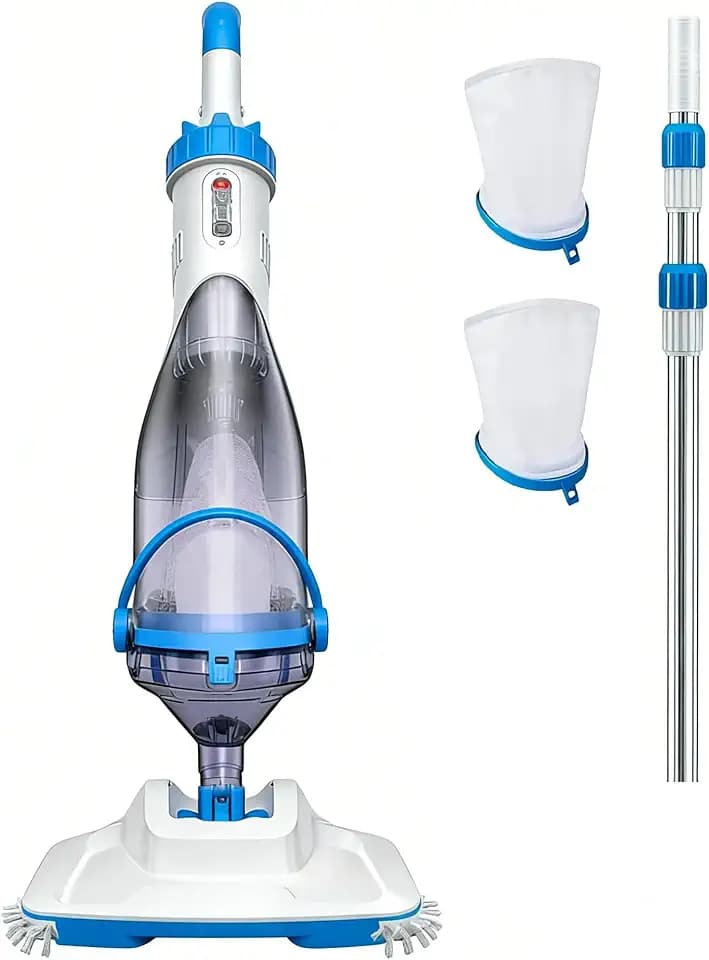 Consciot Pool Vacuum for Above Ground Pool & Inground Pool, Rechargeable Handheld Cleaner with Telescopic Pole,18.5 GPM Suction, 13.4" Head, 60-Min Runtime, for Spa & Hot Tub