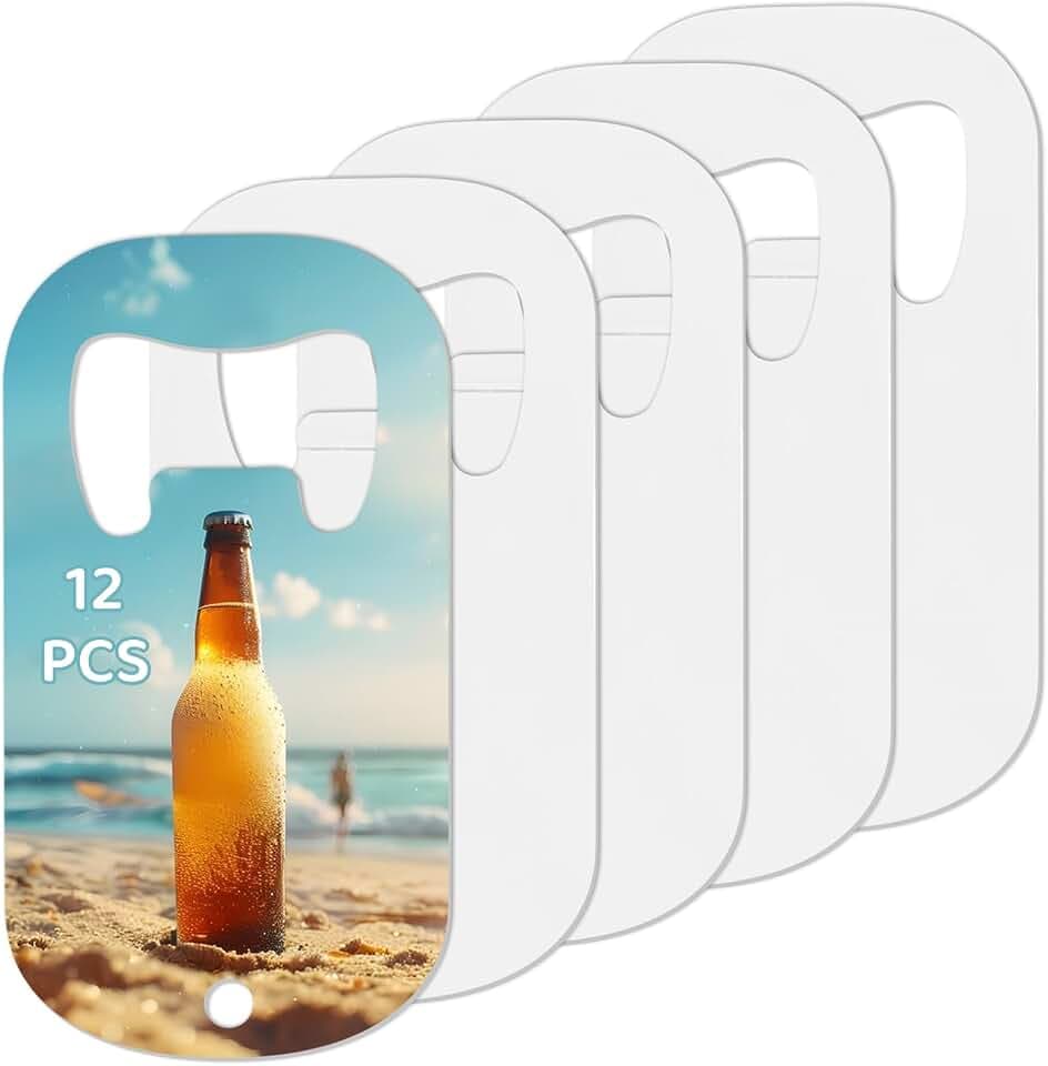 12 PCS Sublimation Bottle Opener Blanks, Stainless Steel Beer Openers