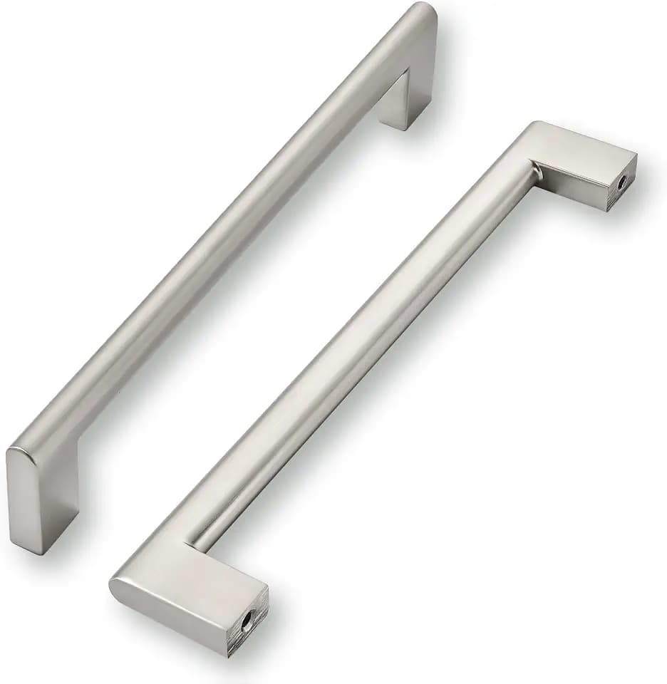 khtumeware 6 Inch Hole Center 2 Pack,Brushed Nickel Cabinet Pulls Heavy Duty Solid Satin Nickel Kitchen Drawer Handle Antique Cabinet Hardware for Bathroom, Drawer, Cabinet