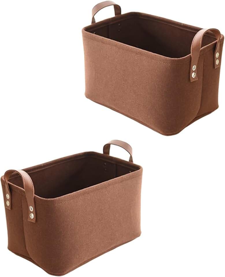 2 Stück Filz Korb, Filz Aufbewahrungsbox, Stoffaufbewahrungskörbe, Faltbar, mit Zwei Weichen Griffen, für Kleidung, Handtücher, Toilettenartikel, Babyartikel, Bücher usw (braun)