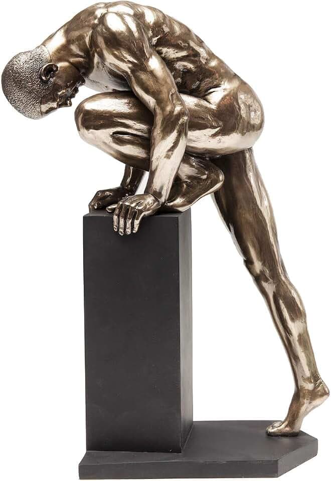 Kare Design Deko Objekt Nude Man Stand Bronze 35cm, Bronzefarbene Skulptur, Nackter Mann, 35,5x25,5x12,5cm, Kupfer