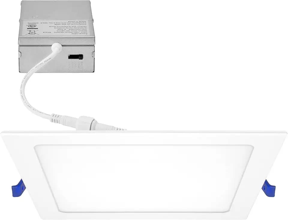 Maxxima 8 in. 5 CCT Square Slim Recessed LED Downlight, 1600 Lumens, White
