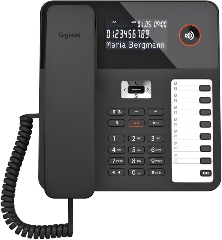 Gigaset Desk 800A - Schnurgebundenes Telefon mit Anrufbeantworter - dreizeiliges LCD-Display - 5 Wege Navigationstaste - Freisprechfunktion - MFV- oder Impulswahl, schwarz [Deutsche Version]