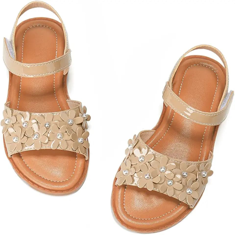 Hebelee Toddler Girls Sandals Girl Dress Sandal Summer Flat Shoes for Little Kid Big Kids