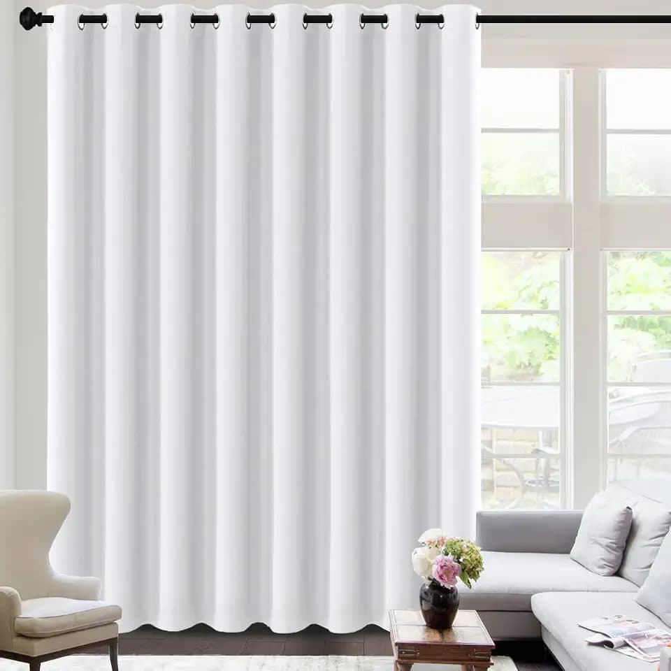 H.VERSAILTEX White Curtains for Sliding Glass Door Room Divider Curtains Noise Reduce Barrier Privacy Curtain Panel Portable Window Screen Sliding Partition, W120 x L96 inches/8' Tall by 10' Wide