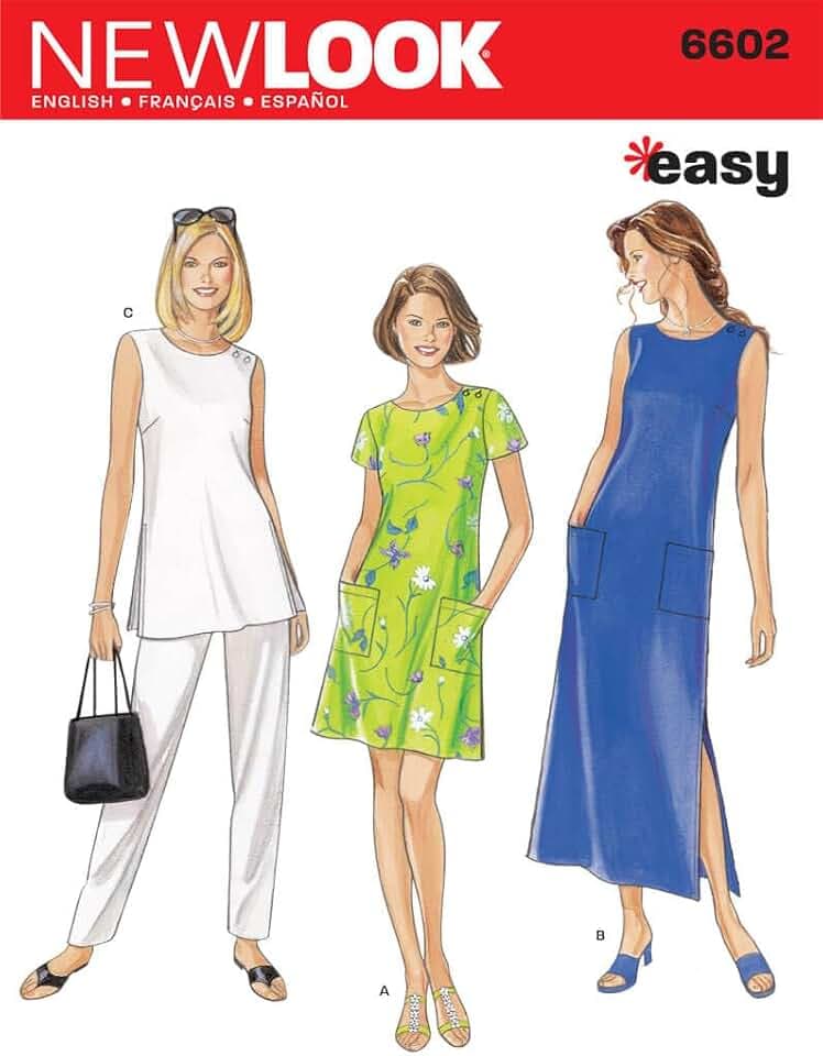New Look N6602 Women's Dress Sewing Pattern, Dress, Tunic & Pants, Sizes S-XXL