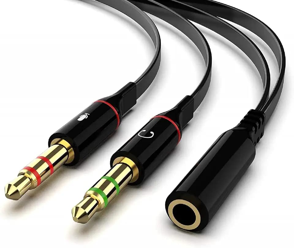Maeline Headphone Splitter Adapter, 3.5mm Mic Cable for Computer, Headset 3.5mm Female to 2 Dual Male Microphone Audio Stereo Jack Earphones Port to Gaming Speaker PC - 30 Pack