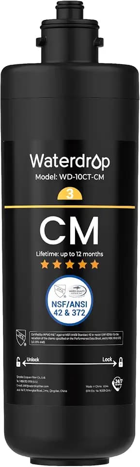Waterdrop WD-10CM Water Filter Replacement for Waterdrop TSB-CM, 12 months