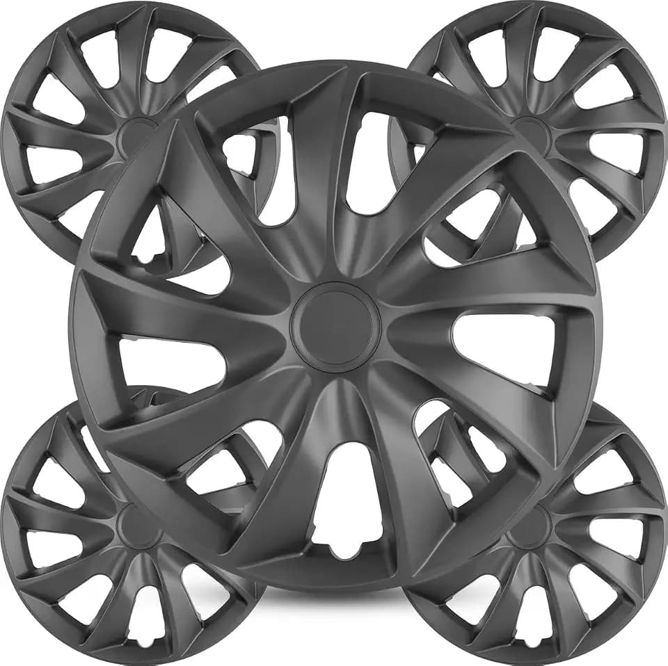 Universal Hubcaps Black Matte Wheel Cover Replacement R16 Hub Caps Automotive Universal Wheel Rim Cover Compatible with Most Car Truck SUV Accessories(16 Inch Hubcaps Set of 4)