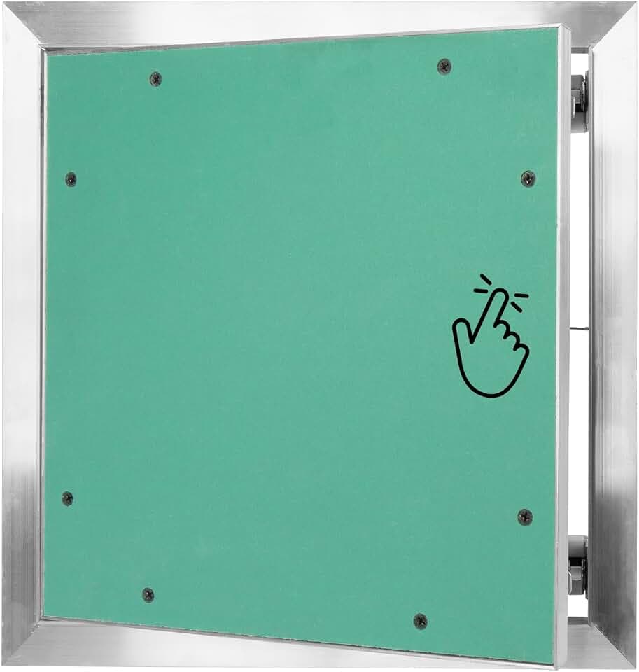 Repa Market 12 x 12 Inch Access Panel for Drywall with Aluminum Frame - Wall Hole Cover - Access Door Panel with Click Function – Heavy-Duty Service Hatch for Plumbing, Electrical, HVAC Access Door