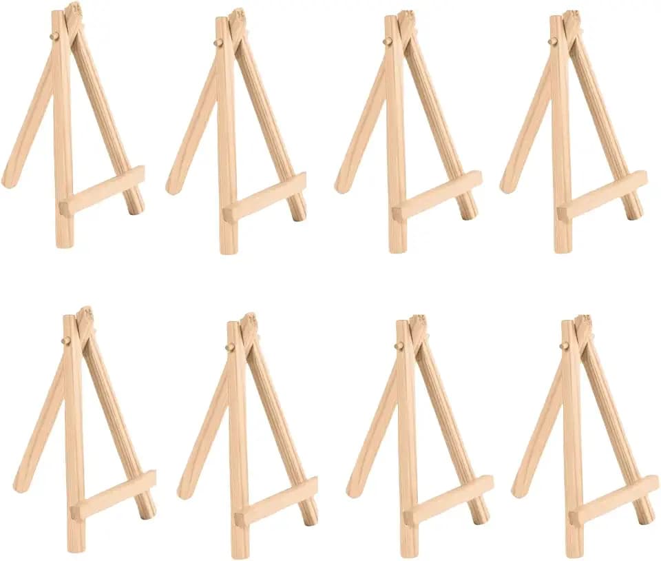 Mini Staffelei, 8 Stück Faltbar Holzstaffelei, Fotohalter, Dreieck Staffelei für Malhandwerk Fotoalbum Hochzeit Geburtstag (15 X 8 cm)