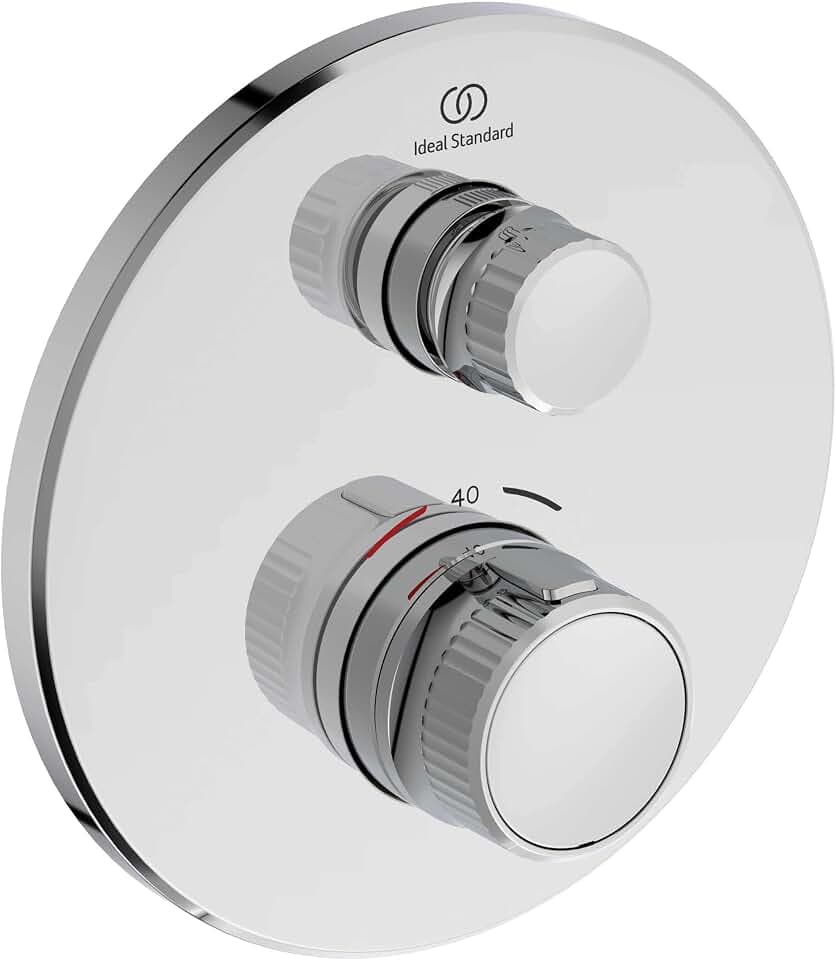 Ideal Standard A7295AA Ceratherm Navigo Brausethermostat Unterputz, eine Entnahmestelle, Dusche Duscharmatur Duschthermostat, Temperatursperre bei 40° C, Chrom