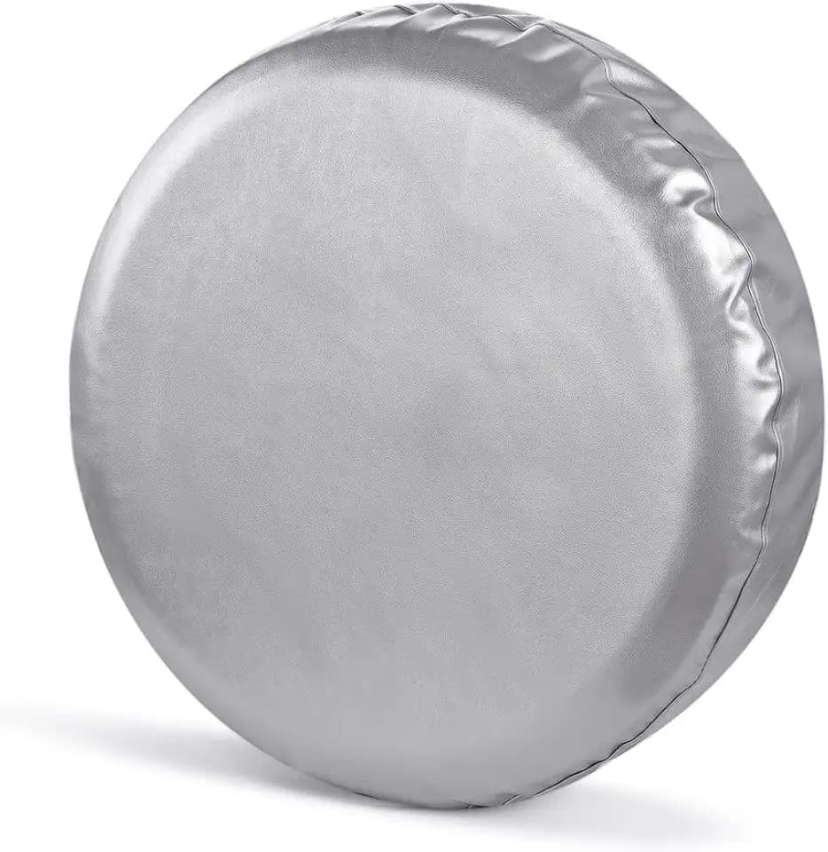 Silver Spare Tire Cover, Waterproof PVC Leather for SUV, RV (17 Inch)