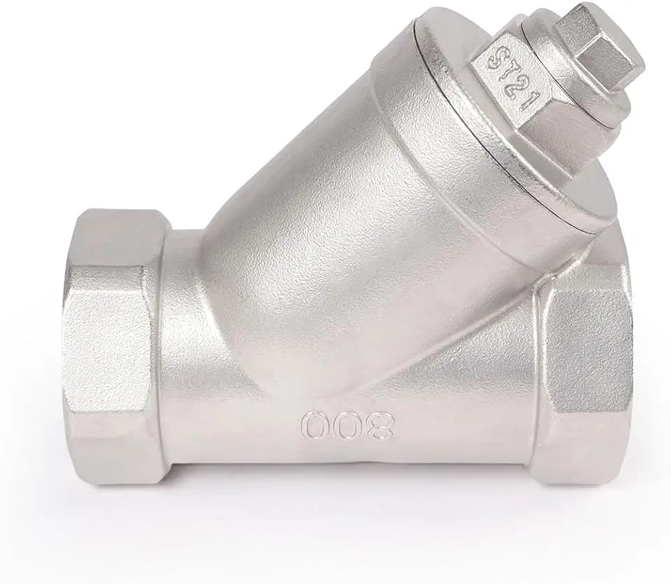 MIDLINE VALVE 3/4 Inch 316 Stainless Steel Y Strainer with Stainless Steel Mesh Screen, 800 WOG, Metallic Finish