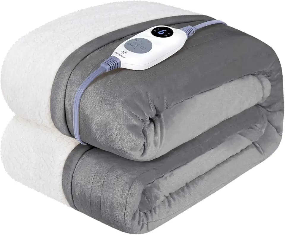 Westinghouse Heated Throw Blanket, ETL Certified, 50x60 Inch, Light Grey