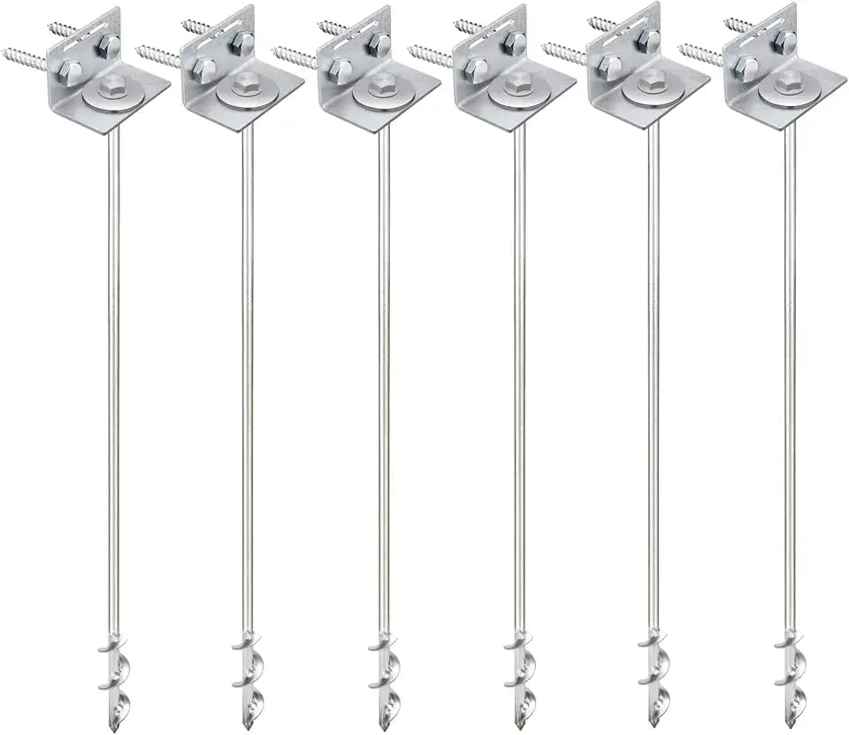 Ground Anchors Screw In - 24" Set of 4,6,8 with Brackets and Drill Bit - Earth Anchors - Mobile Home Anchors - Storage Shed Anchor Kit - Swing Set Anchors for Metal Swing Set - Playset Anchors - Ties
