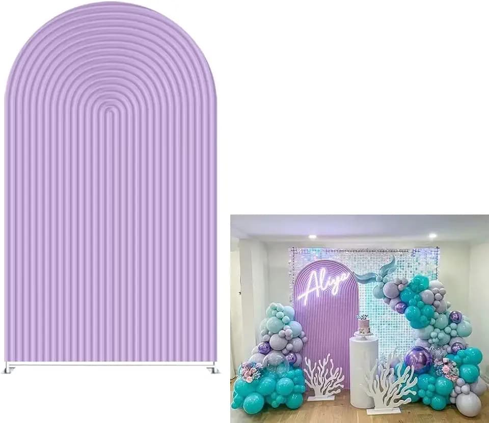 Arch Backdrop Covers Purple Ripples 3X6ft Arched Panels Covers for Wedding Birthday Parties Decorations Banquet Baby Shower Photography Background