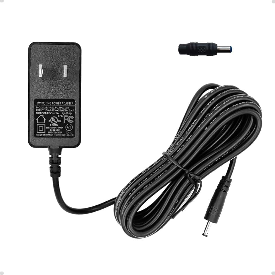 12V 1A Power Supply UL Certified 10FT Extra Thick Power Cord DC 12 Volt 1 Amps Power Adapter with 3.5 x 1.35mm and 5.5 x 2.1mm DC Plug for CCTV Camera Router etc
