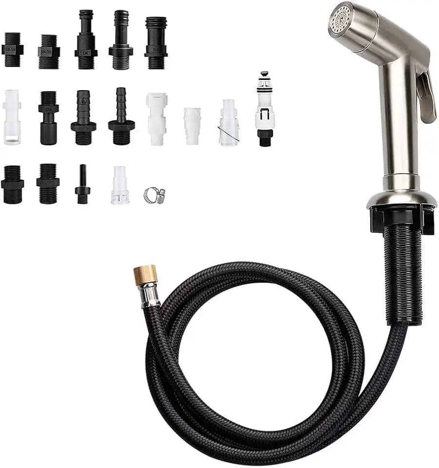 Houtingmaan Kitchen Sink Sprayer,Dual Function Kitchen Side Sprayer with Adjustable Flow Controller,Kitchen Sprayer Head Replacement Brushed Nickel,Side Sprayer for Kitchen Sink with Hose and Holder