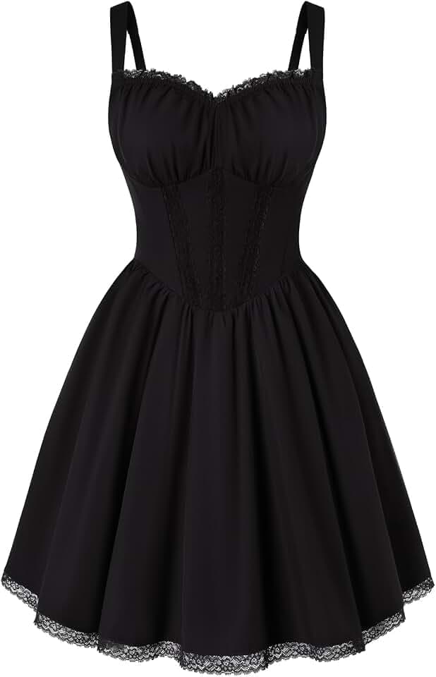 SCARLET DARKNESS Sommerkleid Damen Spaghettiträger Hochzeitsgast Kleid