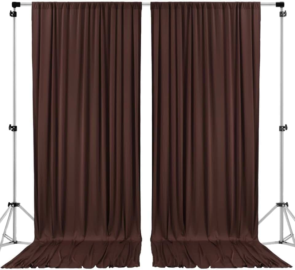 AK TRADING CO. Polyester-Hintergrundvorhänge mit Stangentaschen, dauerhaft flammenhemmend, 3 x 3 m, Braun, für Hochzeitszeremonie, Party, Zuhause, Fensterdekorationen