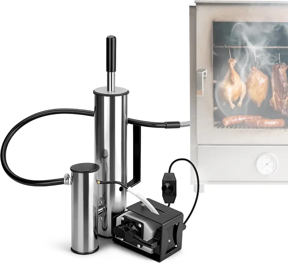 Kaltrauchgenerator aus Edelstahl, Rauchgenerator für Räucherofen Elektrisch mit 25W Superleistungsfähige Sauerstoffpumpe, Rauchmenge Stufenlos Regulierbar, Ideal für Fisch, Fleisch, Käse, BBQ
