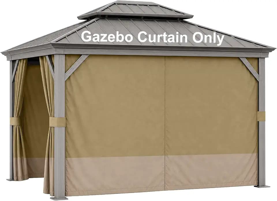 BPS 12'x12' Gazebo Privacy Curtain Replacement, Universal 4-Panel Sidewall