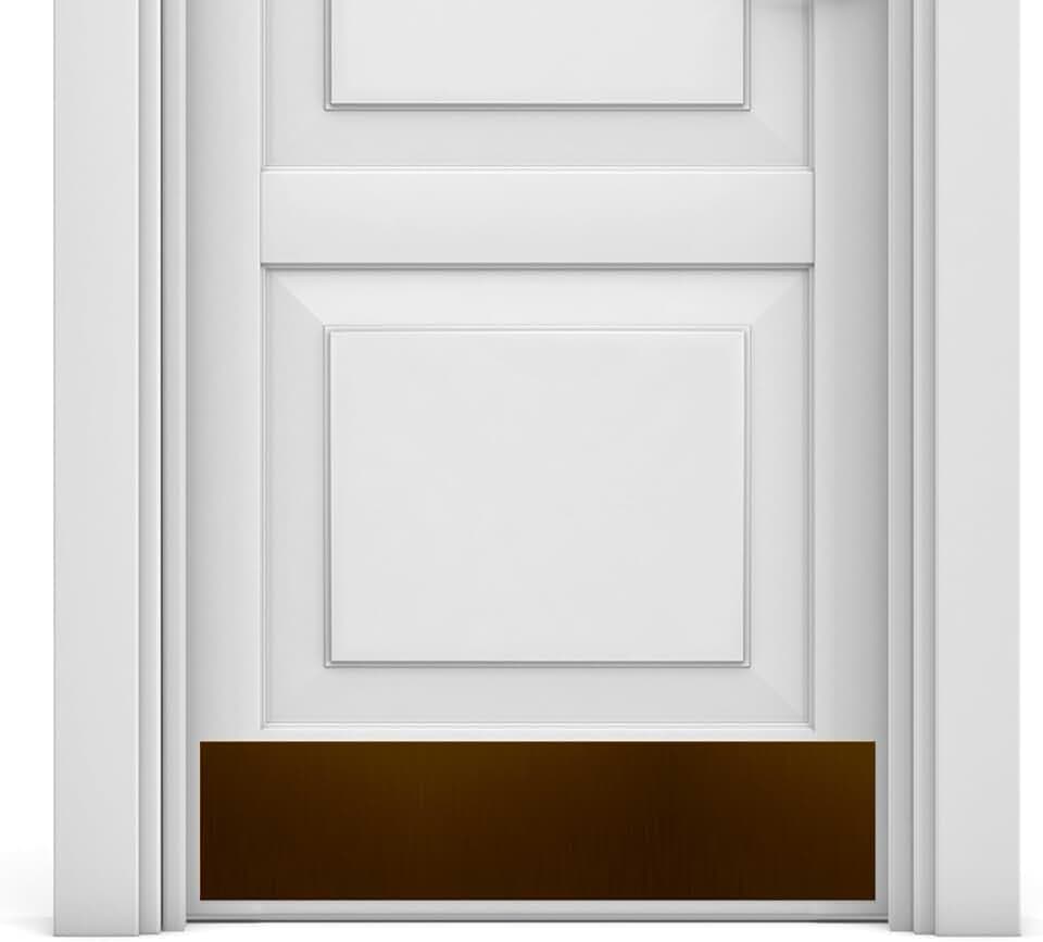 Deck The Door Decor Premium Door Kick Plate – Kwik Plate Mounting – No Drill Protective Door Plate for Interior & Exterior Doors - Made in USA - 6x32", Oil Rubbed Bronze