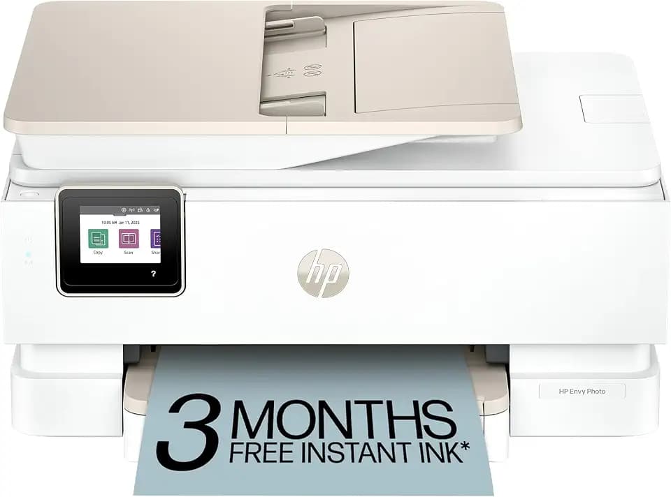 HP Envy Photo 7975 Wireless Color Inkjet Photo Printer, Print, scan, Copy, Easy Setup, Mobile Printing, Best-for-Home, 3 Month Instant Ink Trial Included, AI-Enabled (B63K3A)