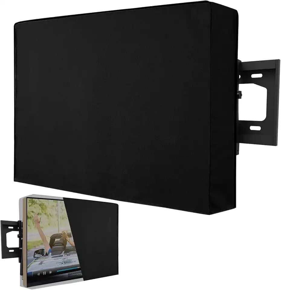 Weatherproof Outdoor TV Cover 52 to 55 Inch: Outside Waterproof Screen Protector, Television Cover for Wall Mounts & Stands (Black)