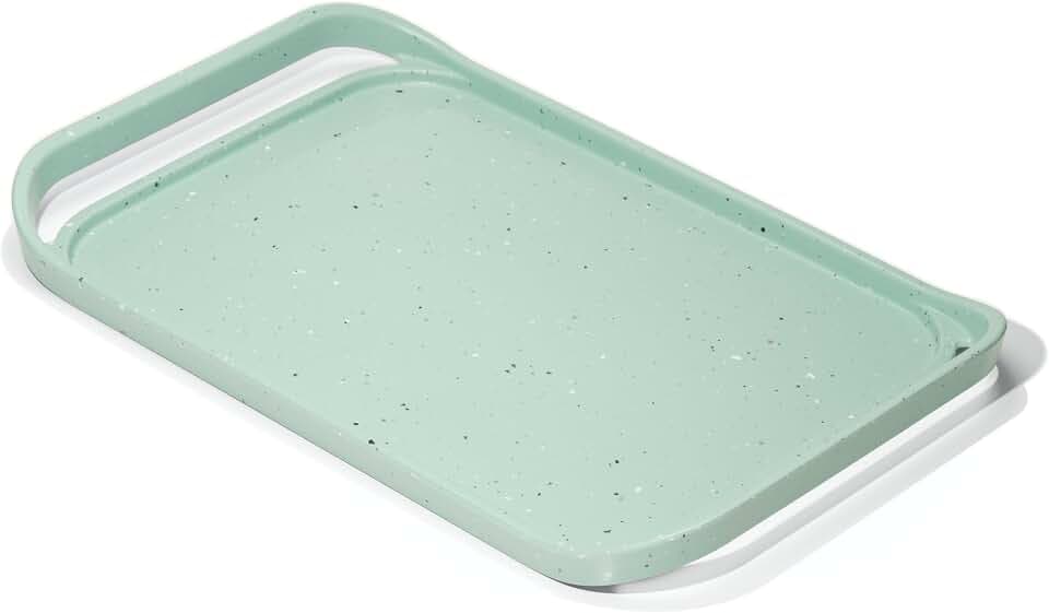 LINE+ARC Waterproof, Melamine Serving Tray with Handles, (Mint, 18"x12")