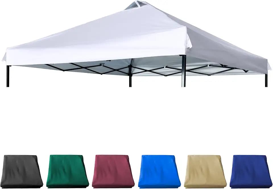 10x10 Canopy Replacement Top with Air Vent Silver Coated for Straight Leg Canopy Frame,(White)