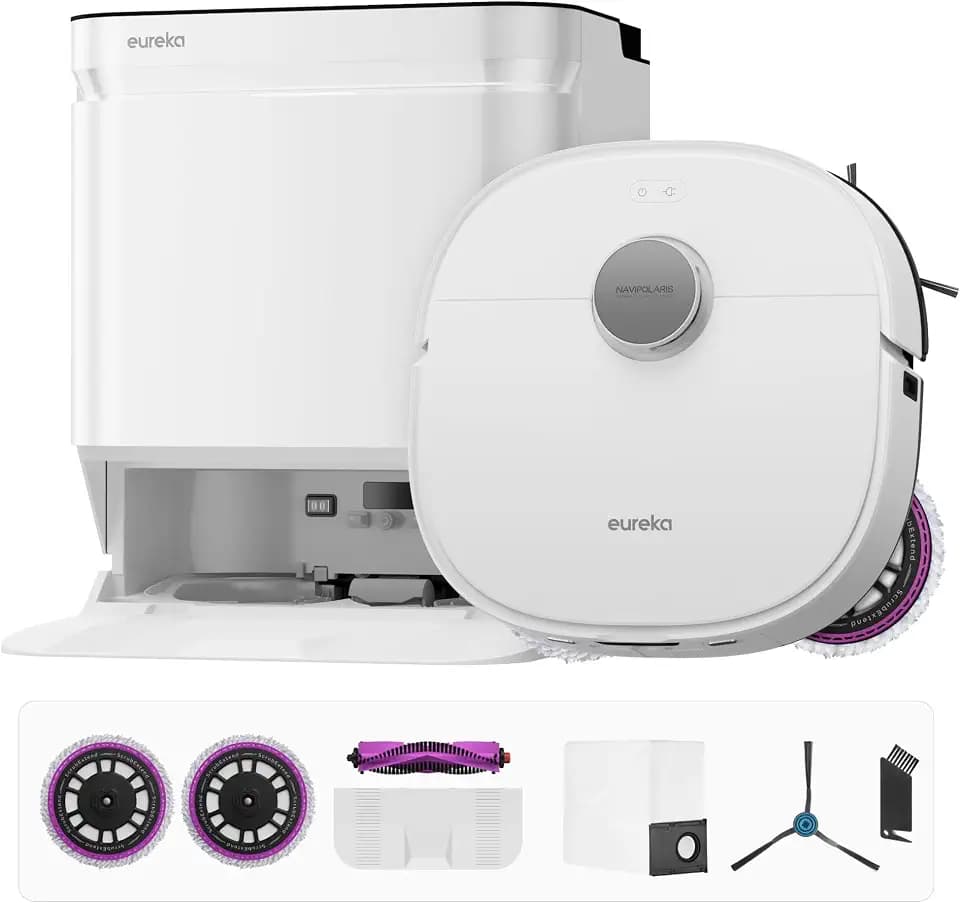 EUREKA J15 Ultra Gen2 Saugroboter mit Wischfunktion – 19000Pa Ultra-Saugkraft, 75°C Heißwasser-Wischfunktion, ScrubExtend 135° für Ecken, FlexiRazor Anti-Haar 99%, AI 150+ Objekte, 3D-Karte