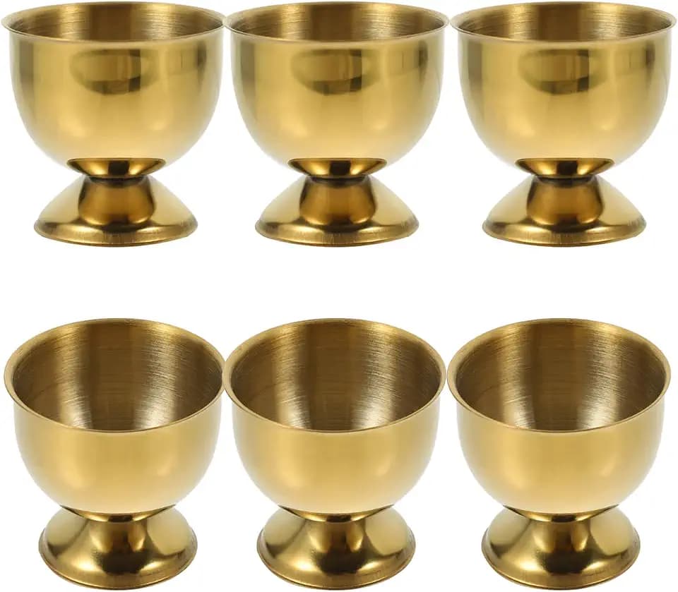 GARVALON 6 Stück Teiliges Edelstahl Eierbecher Stapelbare Eierhalter für Weich und Hart Gekochte Eier Robustes Küchenzubehör für Frühstück Restaurant und Esszimmer Stilvolle Goldfarbene