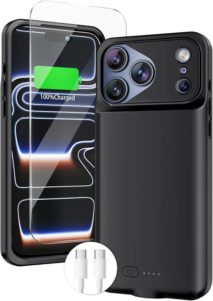 BOPPS Battery Case for iPhone 17 Pro / 18 Pro 【2026 New】 Slim Powerful 8500mAh Portable Charger Case 360°Protection Rechargeable Extended Charging case for iPhone 17 Pro/ 18 Pro，Black
