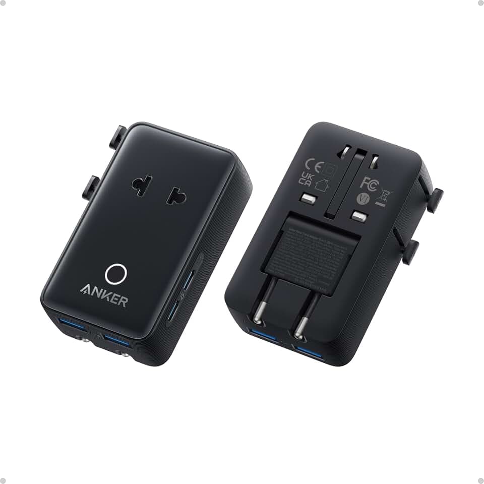 Anker Nano Travel Adapter (1-Pack), 2 USB-C Universal Charger, 20W