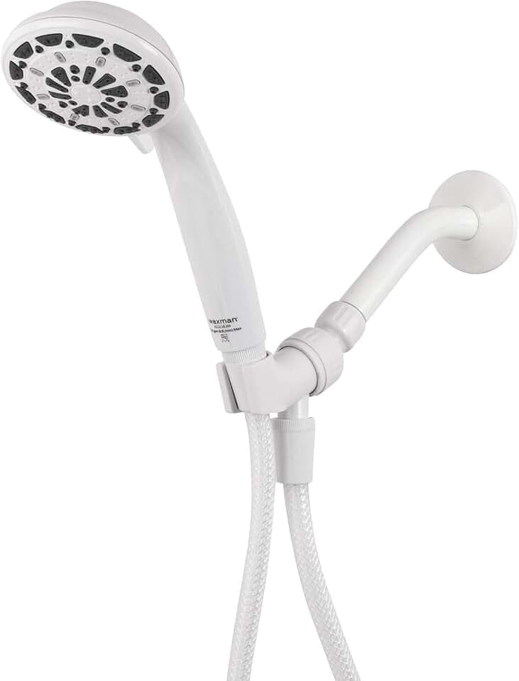 Aqua Vista 4-in. Polished Handheld Shower Head with 6 Spray Settings 8364010, Hand Held Shower Head with Long Hose Works as Spa Shower Head and Massage Shower Head, High Pressure Shower Head