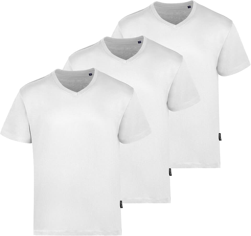 HRM Herren Luxury V-Neck Tee I Premium T-Shirt Herren V-Ausschnitt aus 100% Bio-Baumwolle I Basic T-Shirt bis 60°C waschbar I Hochwertige & nachhaltige Herren-Bekleidung