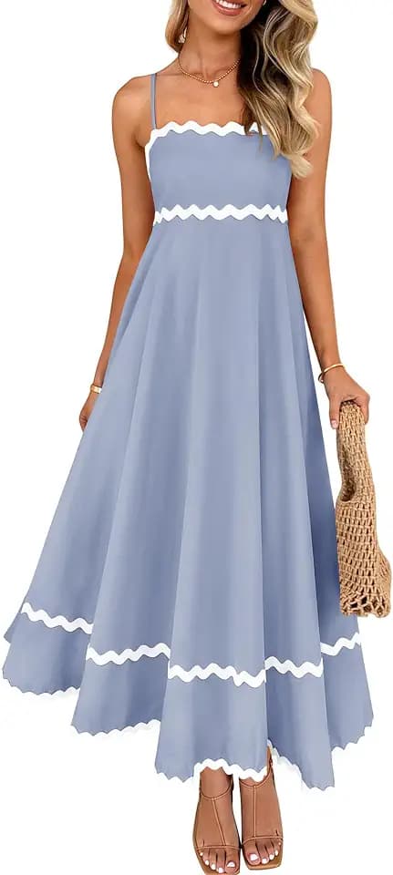 ZESICA Women's 2026 Summer Spaghetti Straps Midi Dress