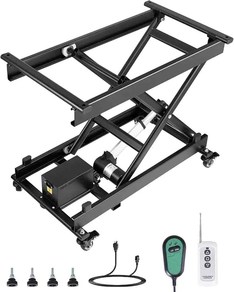 VEVOR Elektrischer Hubtisch 76x44 cm, 150 kg Tragkraft, Scherenhubtisch, 200 bis 710 mm höhenverstellbare Hebebühne, Couchtischlift mit 4 Rädern, für Materialhandhabung und Transport, Schwarz