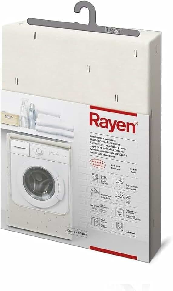 Rayen | Stoffbezug zum Schutz der Waschmaschine oder des Trockners | Frontlader-Waschmaschinenabdeckung | Wasserdichte Waschmaschinen-Trocknerabdeckung | Maße: 84x60x60 cm