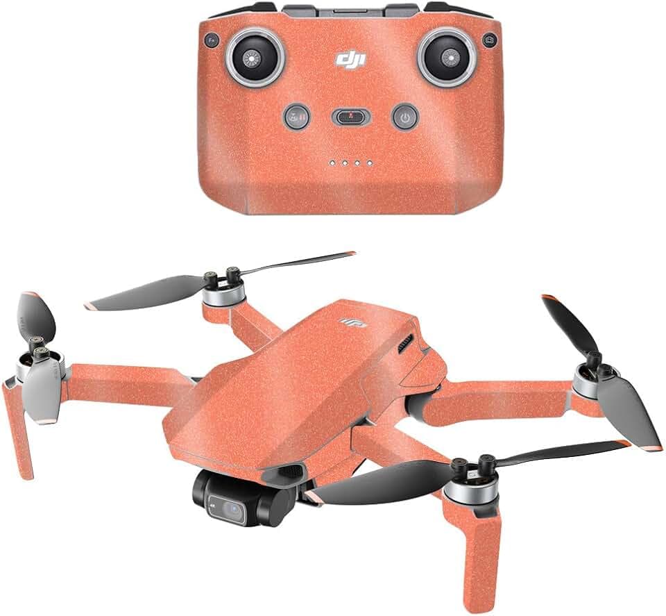 MIGHTY SKINS MightySkins Glossy Glitter Compatible with DJI Mini 2 Portable Drone - Solid Salmon | Protective, Durable High-Gloss Glitter Finish | Easy to Apply and Change Styles | Made in The USA