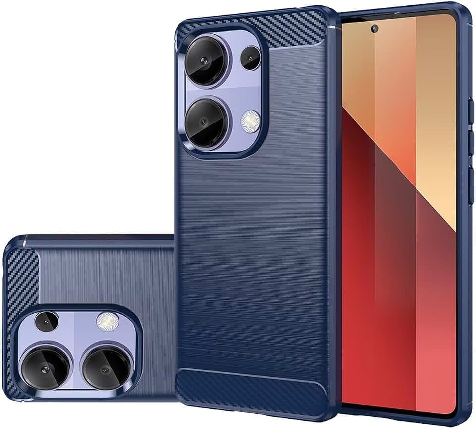 Schutzhülle für Redmi Note 13 Pro 4G Case, 23117RA68G Ultradünne Carbonfaser-Optik Hülle mit weicher TPU Rückseite Kratzfeste und stoßsichere Handyhülle für Xiaomi Redmi Note 13 Pro 4G blau